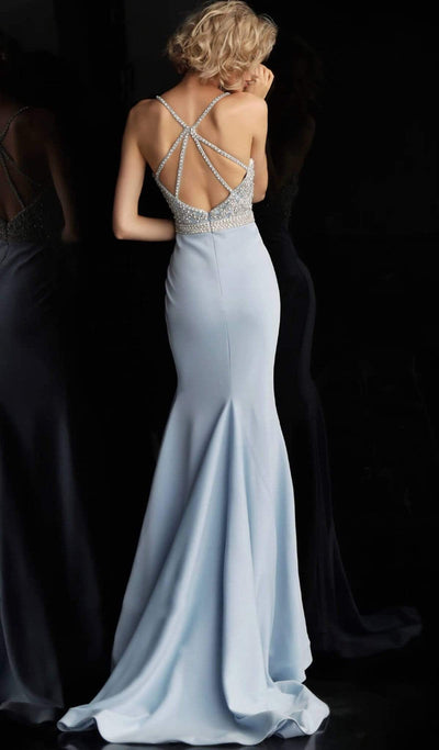 Jovani - JVN68317 Beaded Deep V-neck Mermaid Dress Prom Dresses