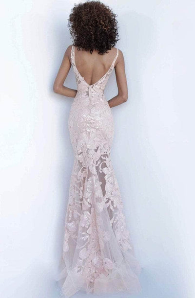 Jovani - Sequined Deep V-Neck Trumpet Dress 60283SC CCSALE