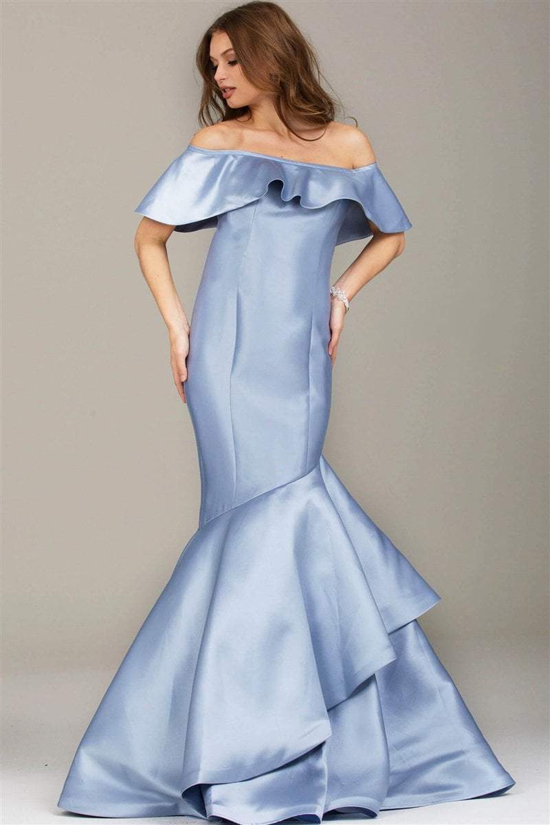 Jovani - Sleek Off Shoulder Mermaid Gown 54504SC - 1 pc Periwinkle In Size 6 Available CCSALE 6 / Periwinkle