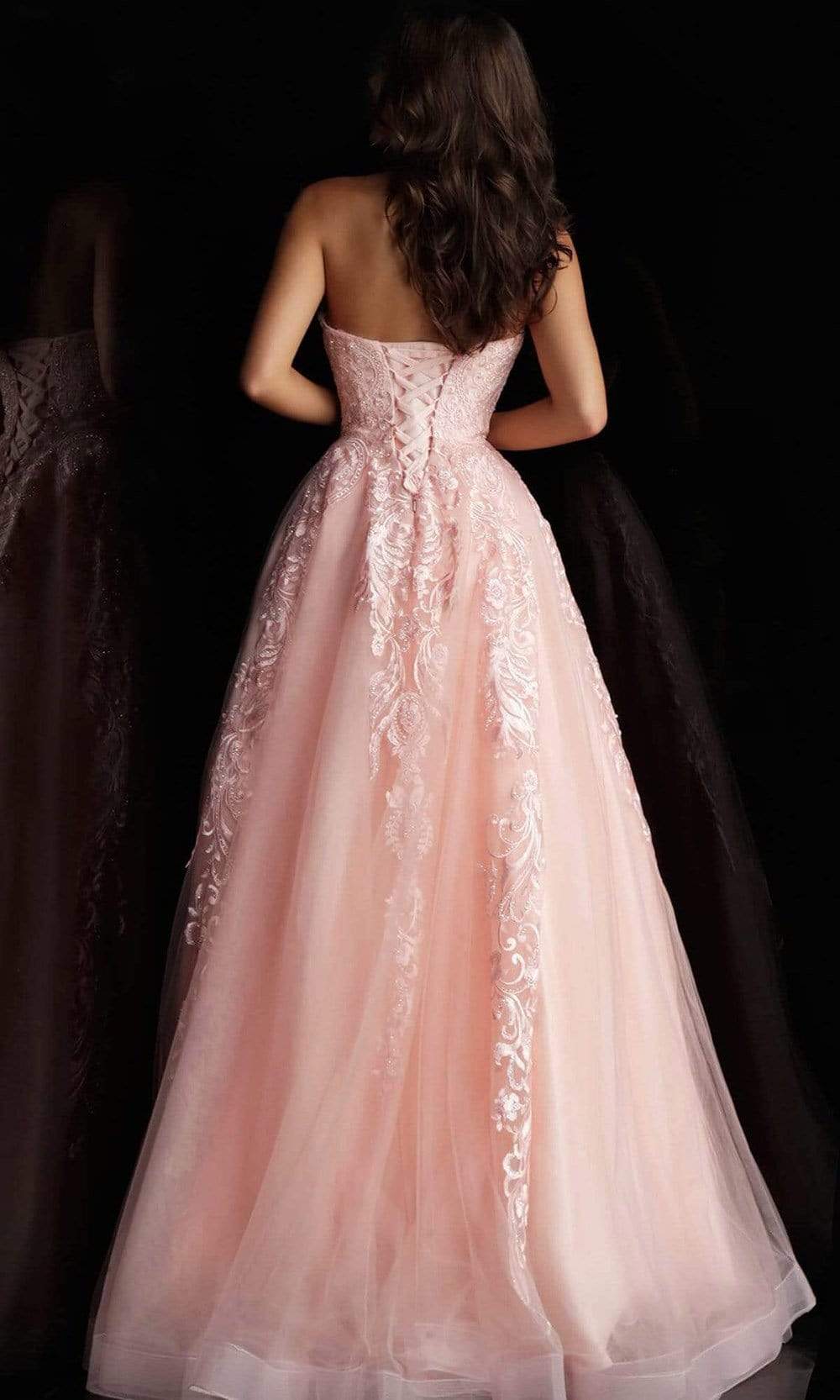 Jovani - Strapless Sweetheart Lace Ballgown JVN66970 - 1 pc Blush In Size 2 Available CCSALE