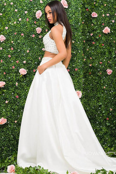 Jovani - JB47708 Two Piece Beaded Crop Top Wedding Dress Special Occasion Dress