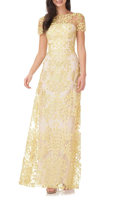 Js Collections 8612382 - Illusion Neck Embroidered Mesh Dress Special Occasion Dress 8 / Yellow Nude