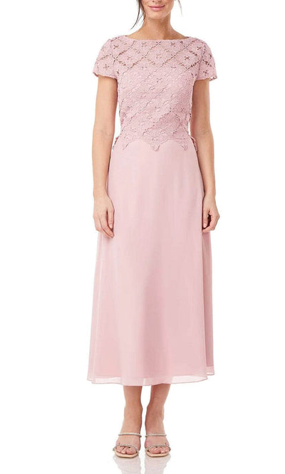 Js Collections 8616640 - Lace Bodice Tea-Length Dress Cocktail Dresses 2 / Pale Mauve