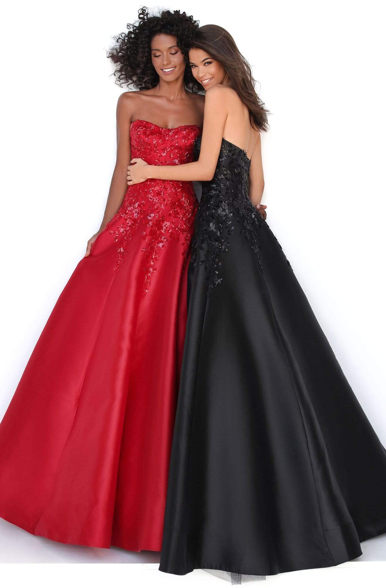 Tarik Ediz - 50695 Strapless Sweetheart Sequined Floral Gown Evening Dresses