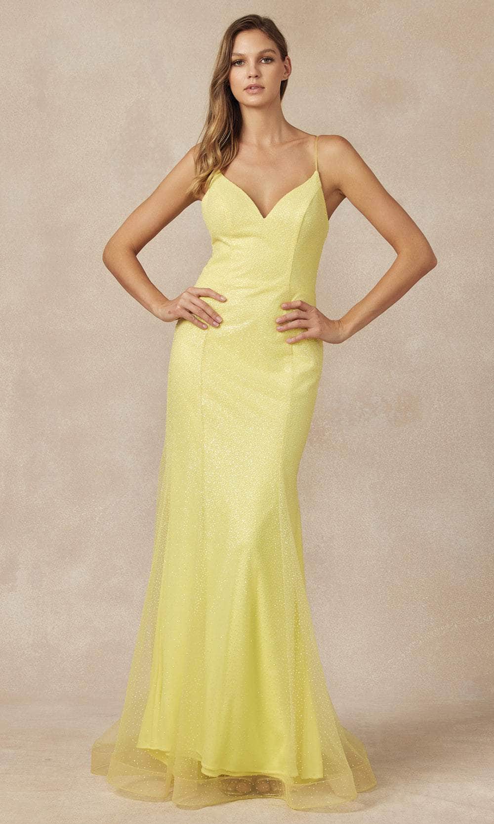 Long Glitter Prom Dress with Mermaid Skirt Yellow / XLarge Long Glitter Prom Dress with Mermaid Skirt Yellow / XLarge