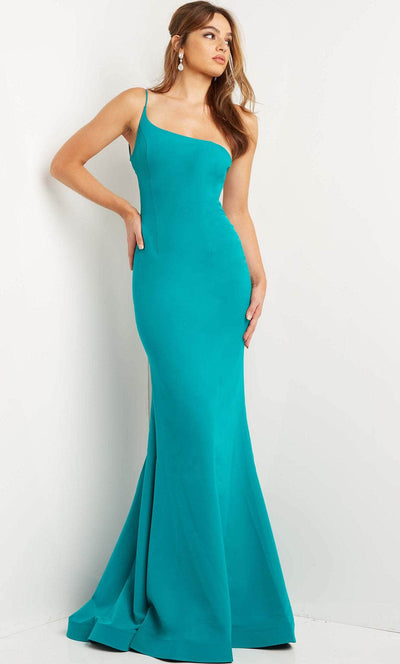 JVN BY Jovani JVN08327 - One Shoulder Mermaid Prom Gown Evening Dresses 00 / Jade