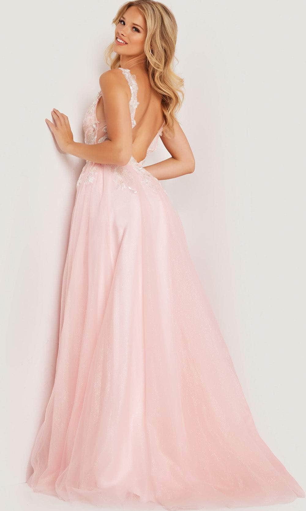 JVN by Jovani JVN21104 - Applique Tulle Prom Gown Special Occasion Dress