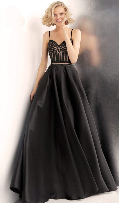 Jovani - JVN62510 Beaded Sweetheart Ballgown With Side Pockets In Black and Nude