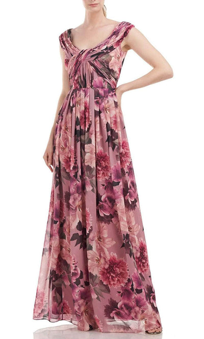 Kay Unger 5518984 - Scoop Neck Printed Evening Dress Special Occasion Dress 2 / Wood Rose