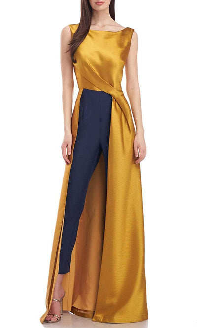 Kay Unger 5545199 - Bateau Neck Jumpsuit with Overskirt Formal Pantsuits 10 / Freesia Navy