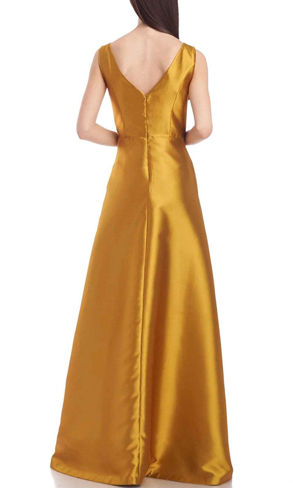 Kay Unger 5545199 - Long Twill Jumpsuit - Sleeveless, Draping Panel, V-Open Back, Pockets, Zipper Closure, Overskirt, Ankle Length ADASA Kay Unger 5545199 - Long Twill Jumpsuit - Sleeveless, Draping Panel, V-Open Back, Pockets, Zipper Closure, Overskirt, Ankle Length ADASA