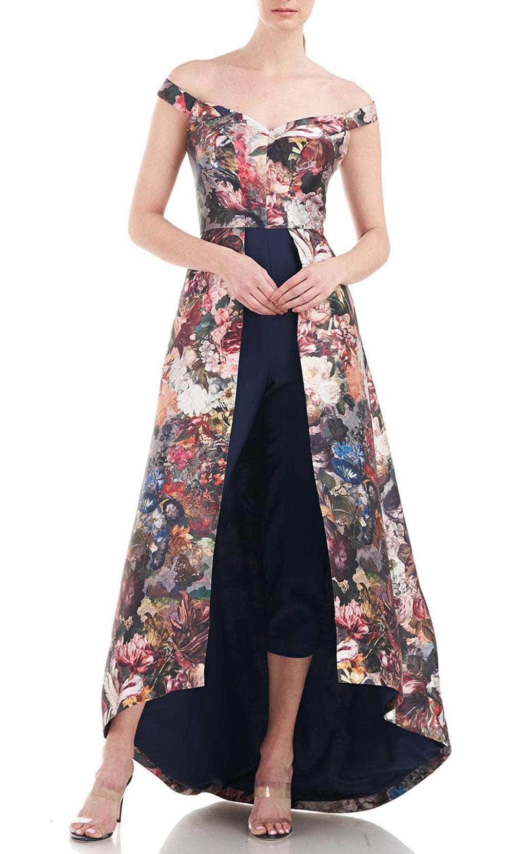 Kay Unger 5548140 - Floral Off-Shoulder Jumpsuit Special Occasion Dress