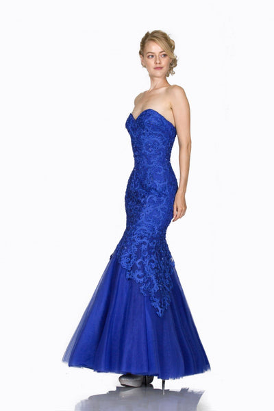 Cinderella Divine - KC1701SC Sweetheart Bodice Appliqued Mermaid Dress