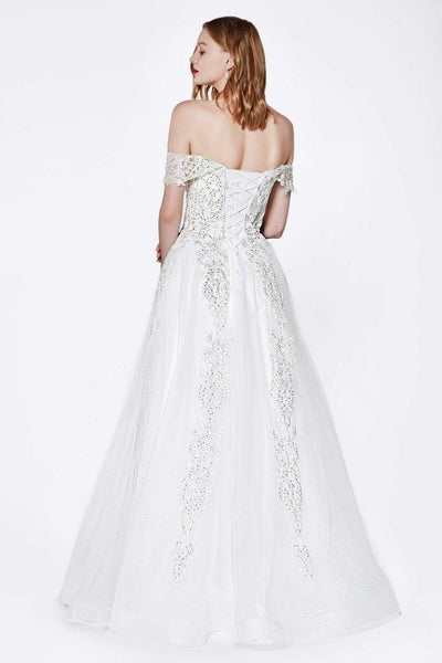 Cinderella Divine - KC19070 Embellished Lace Off-Shoulder Tulle Gown Ball Gowns