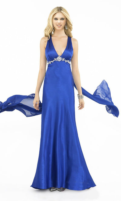 La Femme - 12262 Halter Style Bead Embellished Empire Evening Gown Special Occasion Dress