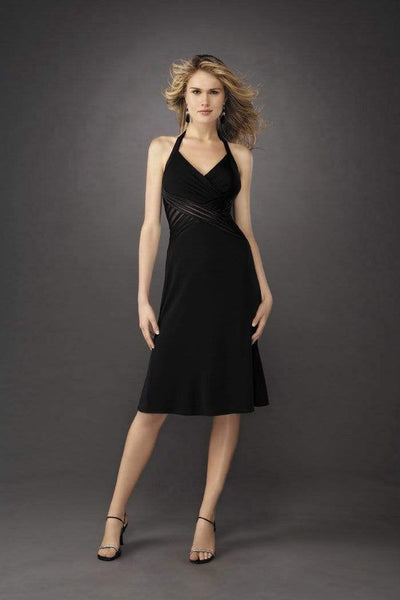 La Femme - 12722 Knee Length Sheer Crisscross Midriff Dress Special Occasion Dress