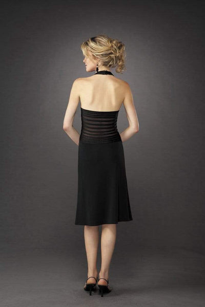La Femme - 12722 Knee Length Sheer Crisscross Midriff Dress Special Occasion Dress
