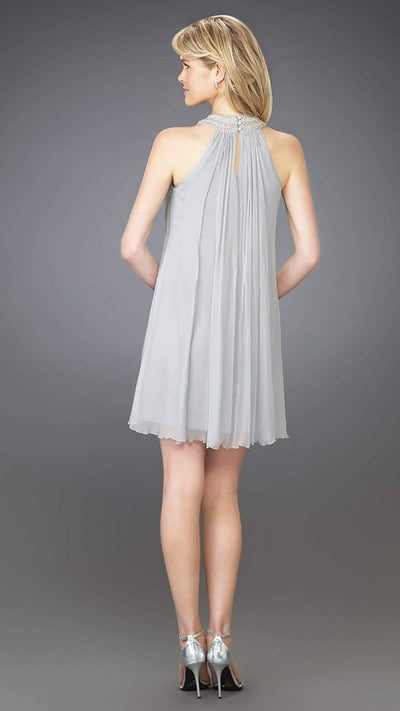 La Femme - 13963SC Flirty Pleated Halter A-Line Dress - 1 pc Grey in Size 10 Available CCSALE 10 / Grey