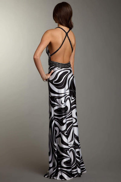 La Femme - 14186 Elegant Sleek Long Dress with Criss Cross Back Special Occasion Dress