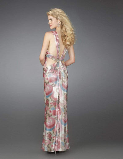 La Femme - 14441 Long Printed Dress with Criss Cross Back Special Occasion Dress