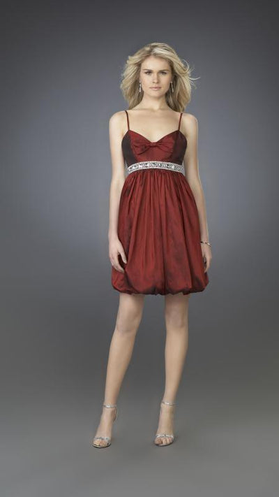 La Femme - 14501 Ribbon Accented Sweetheart Bubble Cocktail Dress Special Occasion Dress 00 / Wine