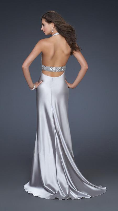 La Femme - 14743 Sophisticated Long Gown with Plunging Neckline Special Occasion Dress