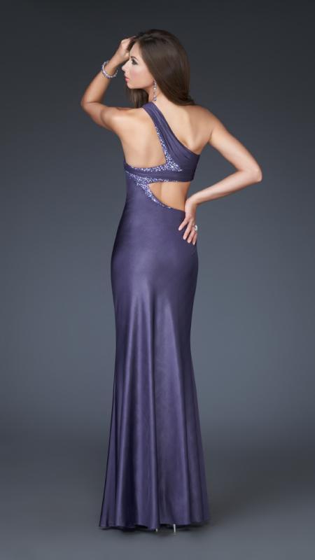La Femme - 16072 Dazzling Beaded Asymmetric Neck Sheath Dress Special Occasion Dress