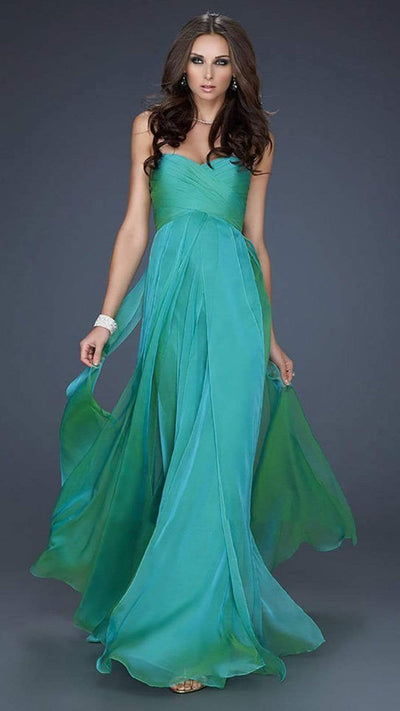 La Femme 17111SC Strapless Ruched Long Gown in Jungle Green - 1 Pc Jungle Green in Size 6 Available CCSALE 6 / Jungle Green