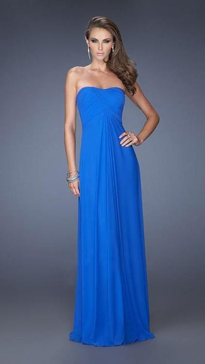 La Femme - 19975 Strapless Ruched Long Gown - 1 pc Red in Size 00 Available CCSALE 00 / Red