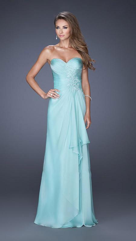 La Femme - 20479 Jeweled Lace Applique Sweetheart Gown Special Occasion Dress 2 / Seafoam