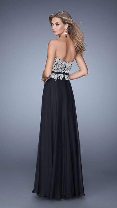 La Femme - 21334SC Plunging Sweetheart Chiffon Dress - 1 pc Black In Size 16 Available CCSALE 16 / Black
