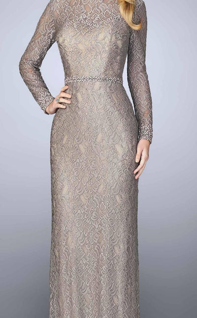 La Femme - 23115 Lace Long Sleeves Sheath Long Dress Special Occasion Dress