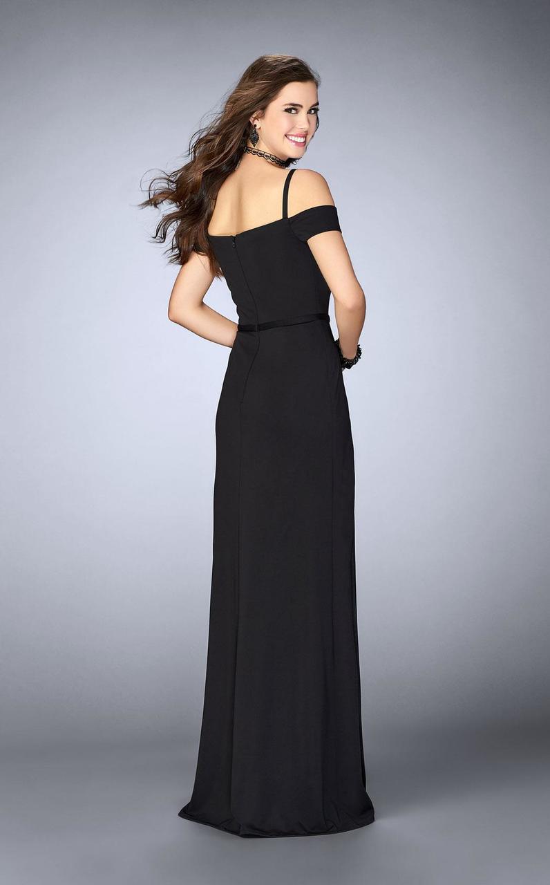 La Femme - 23607 Sultry Off-Shoulder Lace Inlay Evening Gown Special Occasion Dress