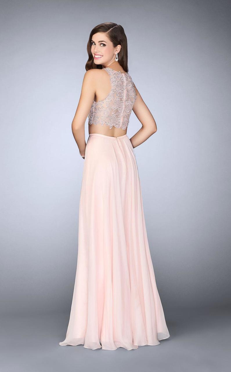 La Femme 23775SC Sleeveless Two-Piece Lace and Chiffon Gown - 3 Pc Blush in Sizes 2, 10, & 12 Available CCSALE