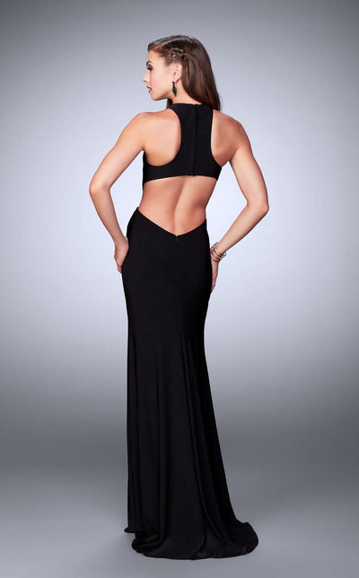 La Femme - 23791 Elegant Halter Beaded Cutout Long Evening Gown Special Occasion Dress