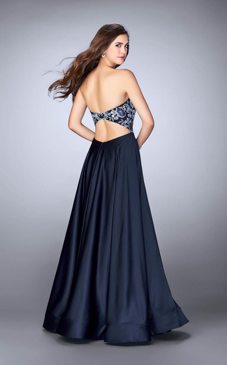 La Femme - 23881 Delicate Deep Sweetheart Illusion A-Line Long Evening Gown Special Occasion Dress