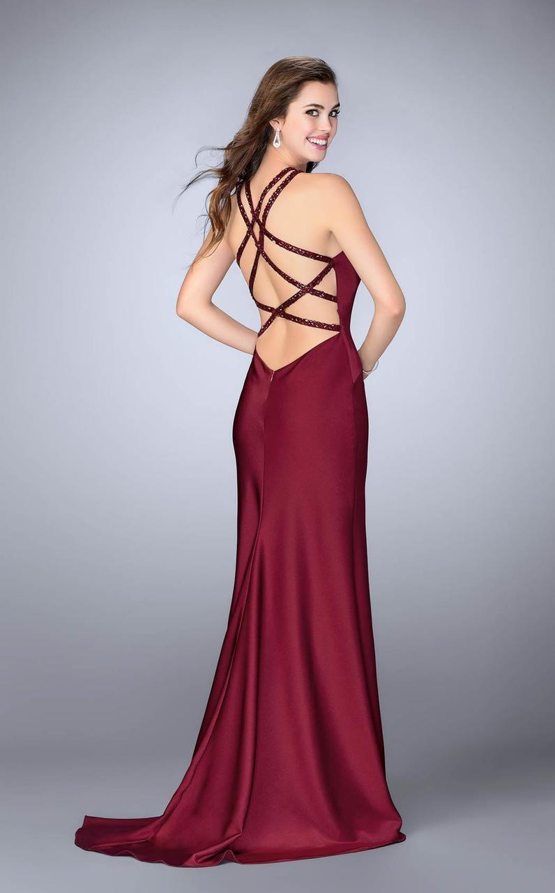 La Femme - 23993 Beaded Halter Neck Strappy Back Jersey Prom Dress Special Occasion Dress