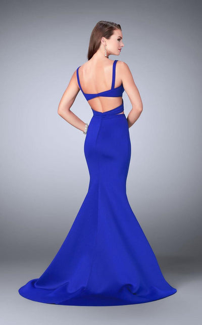 La Femme - 24288 Classy Crisscrossed Crop Top Long Evening Gown Special Occasion Dress
