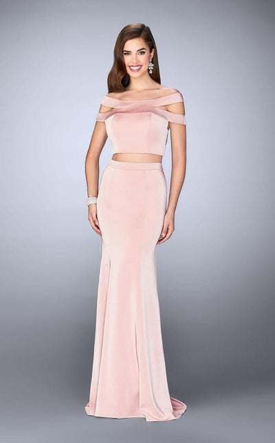 La Femme - 24520 Exquisite Off-Shoulder Jersey Long Evening Gown Special Occasion Dress