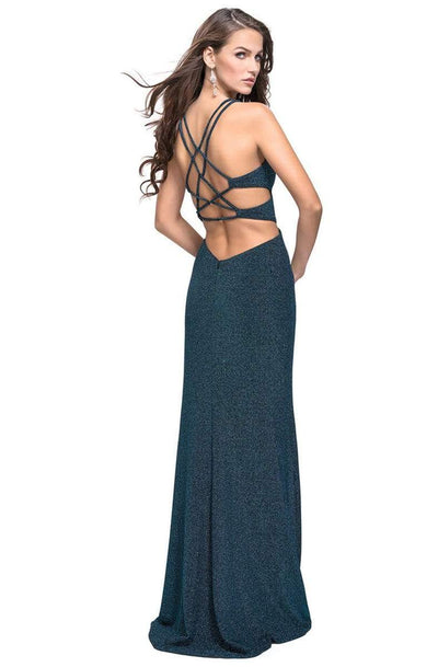 La Femme - 25215SC Plunging Sweetheart Jersey Gown - 1 pc Teal In Size 4 Available CCSALE 4 / Teal