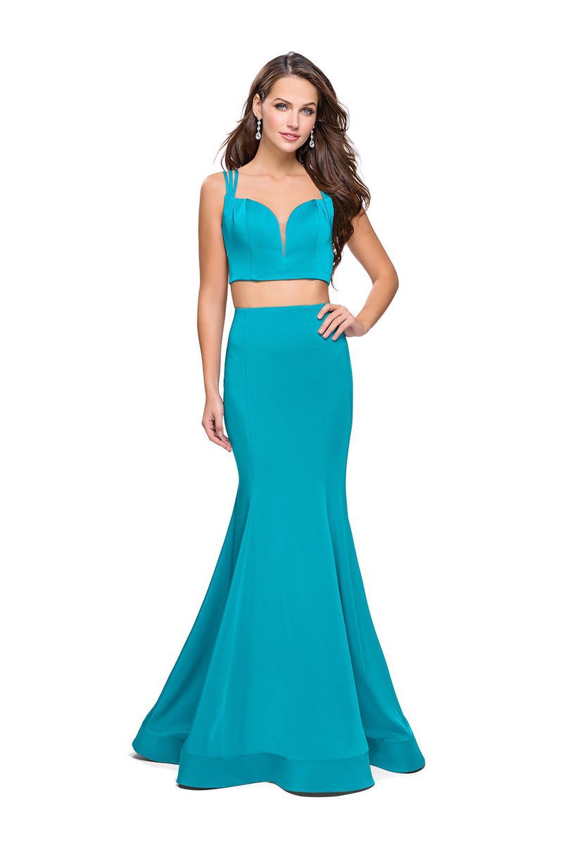 La Femme - 25553 Two Piece Sweetheart Mermaid Gown Special Occasion Dress 00 / Aquamarine