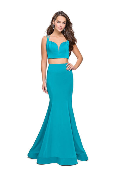 La Femme - 25553 Two Piece Sweetheart Mermaid Gown Special Occasion Dress 00 / Aquamarine