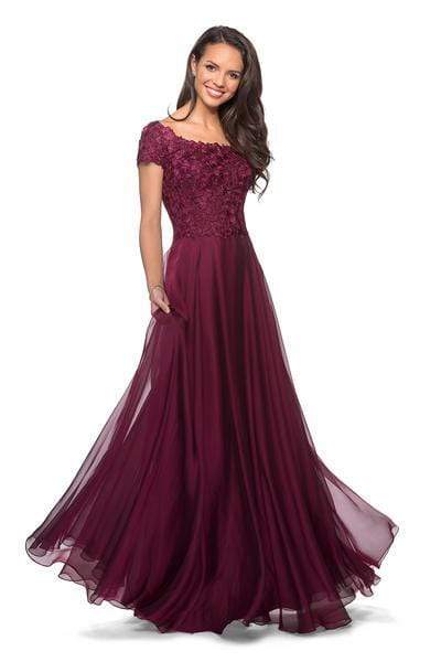 La Femme - 26550 Lace Bateau Chiffon A-line Dress Special Occasion Dress