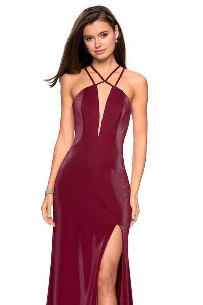 La Femme - 26963 Strappy Halter Cutouts Gown with Slit Special Occasion Dress