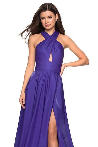 La Femme - 27151 Cut-Out Detailed Satin Long Gown Special Occasion Dresses