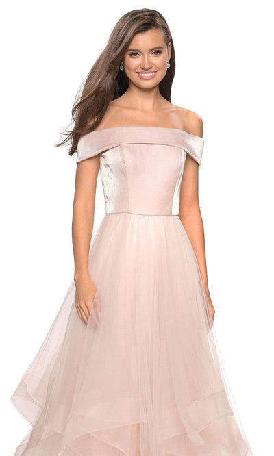 La Femme - Off-Shoulder Pleated A-Line Gown 27224 CCSALE