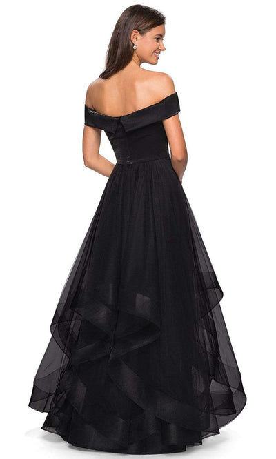 La Femme - Off-Shoulder Pleated A-Line Gown 27224 - 3 pcs Black In Size 2, 6 and 8 Available CCSALE 2 / Black