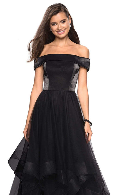 La Femme - Off-Shoulder Pleated A-Line Gown 27224 - 3 pcs Black In Size 2, 6 and 8 Available CCSALE 2 / Black