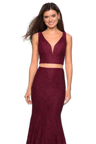 La Femme - 27262 Allover Lace Sleeveless V Neck Two-Piece Mermaid Gown Evening Dresses