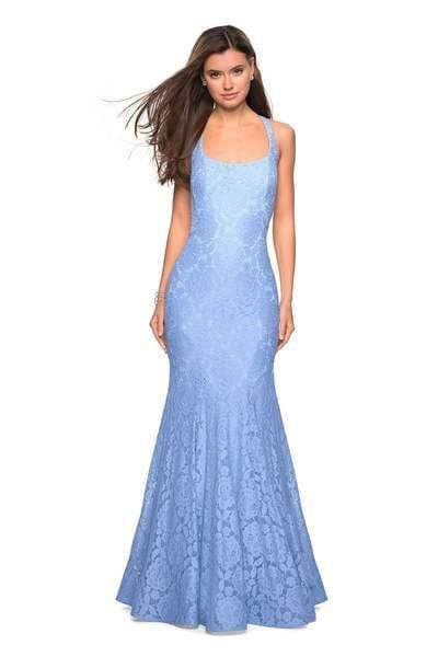 La Femme 27484SC - Square Neck Cut-Out Detailed Gown Special Occasion Dress 00 / Cloud Blue